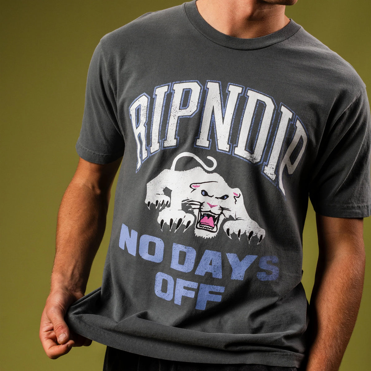 Rip N Dip Polera  White Panther Tee Charcoal