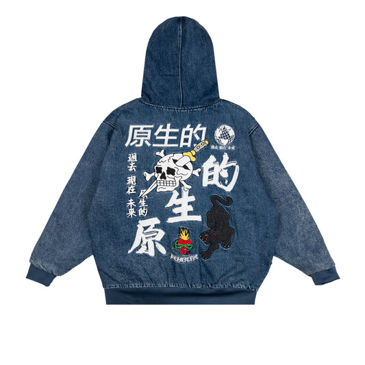 Polerón Primitive Outsider Denim Zip Hood