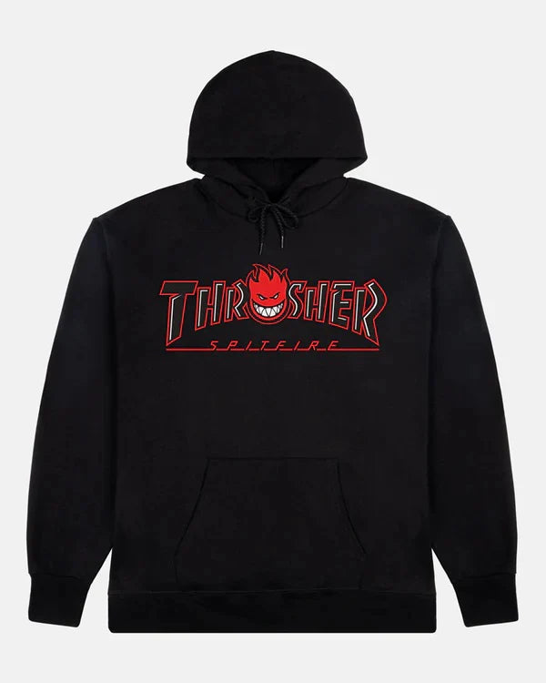 Thrasher X Spitfire Polerón Canguro Big Head Outline Black