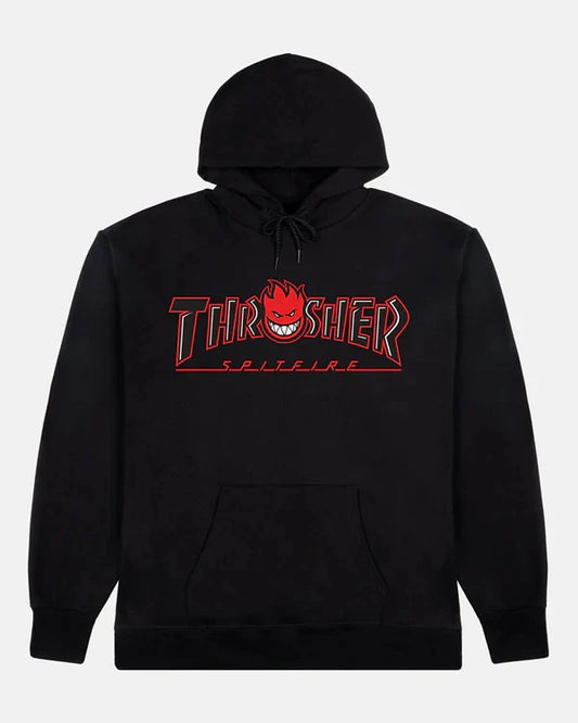 Thrasher X Spitfire Polerón Canguro Big Head Outline Black